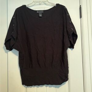 Lane Bryant Black Button-Accent Blouse